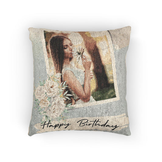 Personalized Woven Pillow - Perfect Birthday Gift, Home Decor, Cozy Accent, Unique Keepsake, Celebrate Special Moments