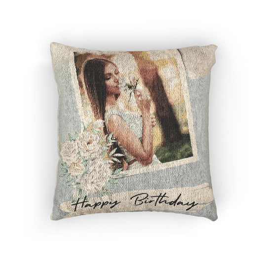 Personalized Woven Pillow - Perfect Birthday Gift, Home Decor, Cozy Accent, Unique Keepsake, Celebrate Special Moments